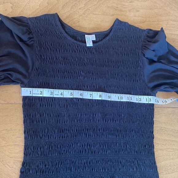 & Other Stories Black Smocked Puff Sleeve Mini Dress Size Small - Picture 10 of 12